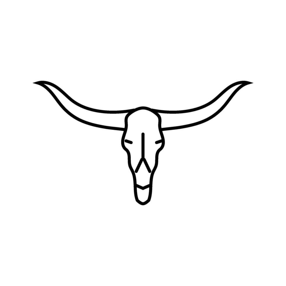 Longhorn cráneo cuerno animal línea icono vector ilustración