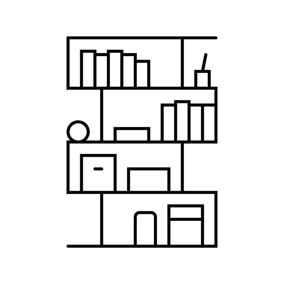 bookshelf living room line icon vector illustration