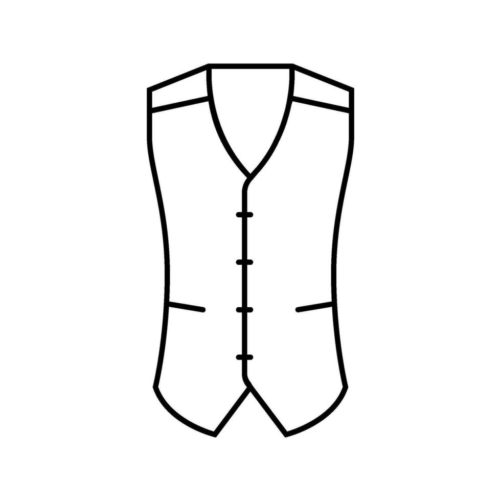 tweed chaleco hipster retro línea icono vector ilustración