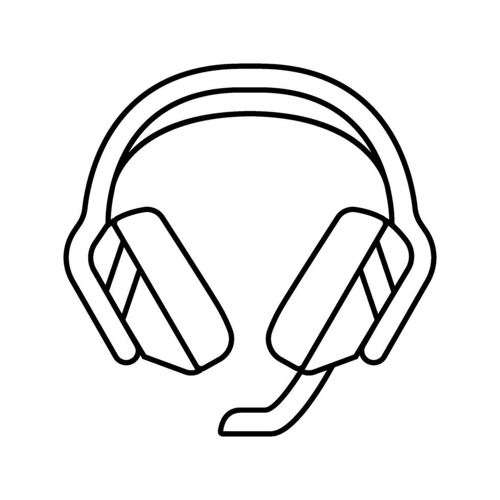 auriculares juego de azar ordenador personal línea icono vector ilustración