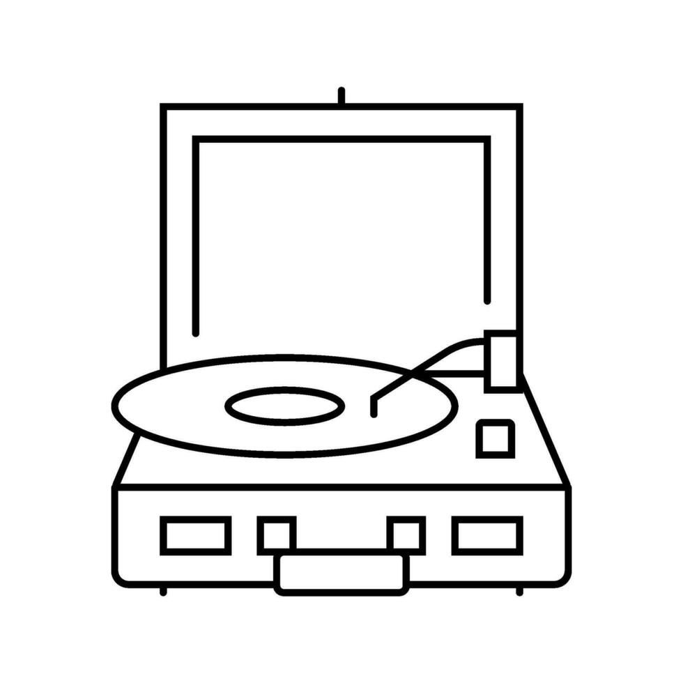record player hipster retro line icon vector illustration