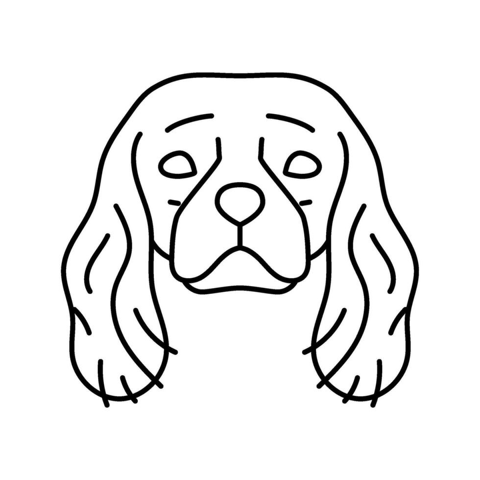 caballero Rey Charles spaniel perro perrito mascota línea icono vector ilustración