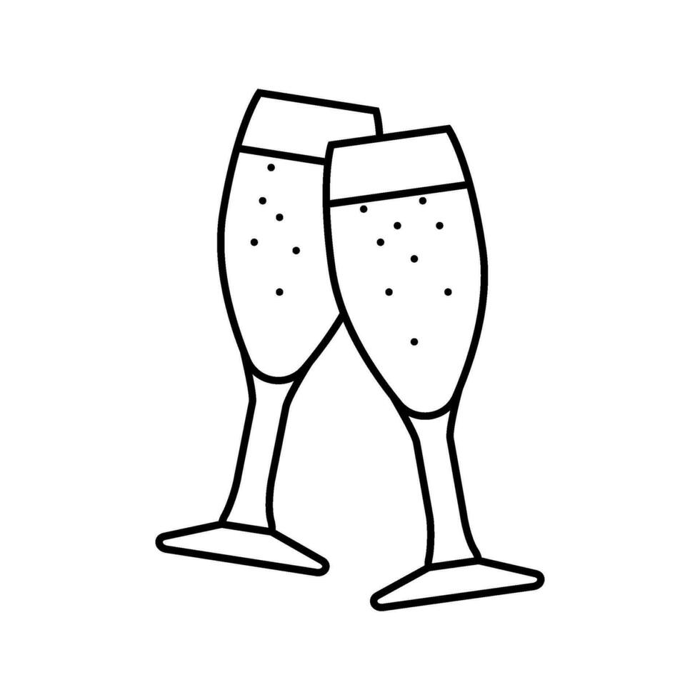 champán lentes amor línea icono vector ilustración