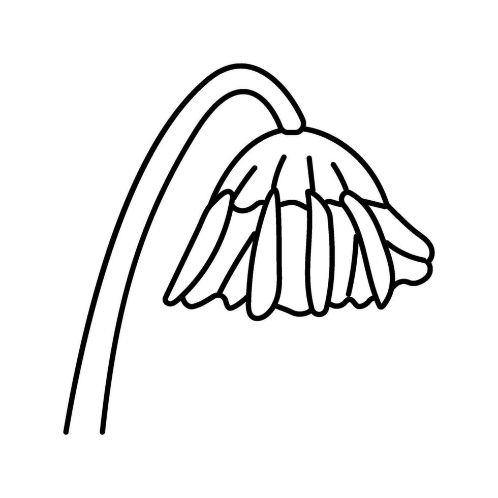 drooping flowers sad mood line icon vector illustration
