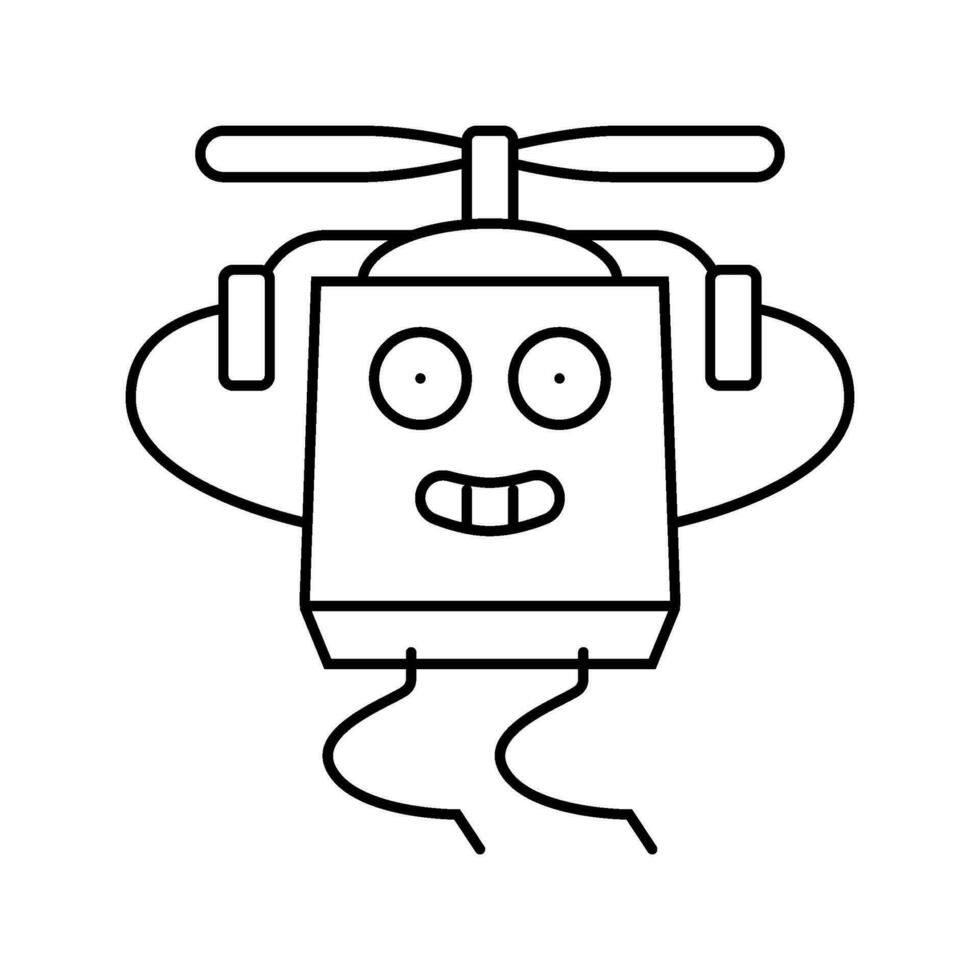 drone cardboard box character line icon vector illustration