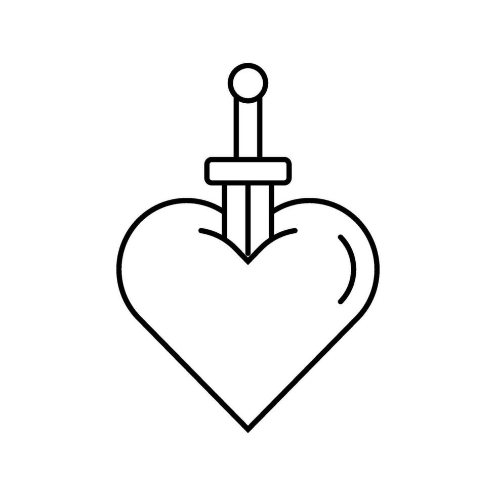 heart tattoo art vintage line icon vector illustration