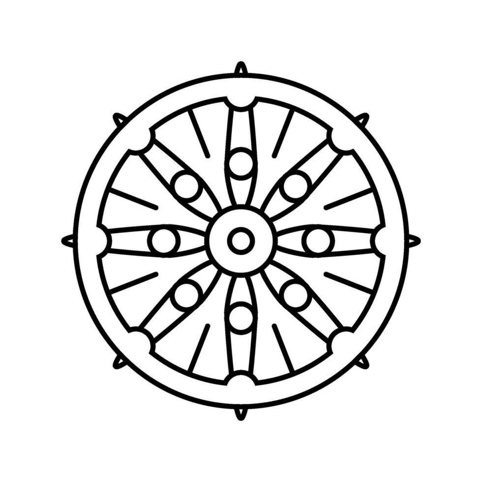 dharma wheel dharmachakra line icon vector illustration