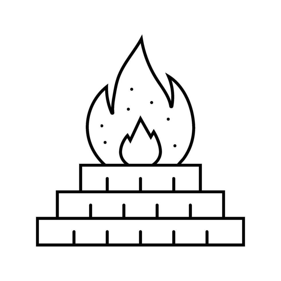 sacred fire agni line icon vector illustration