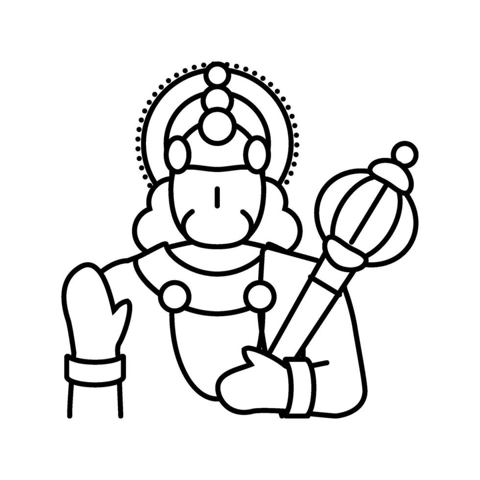 Hanuman hinduismo religión línea icono vector ilustración