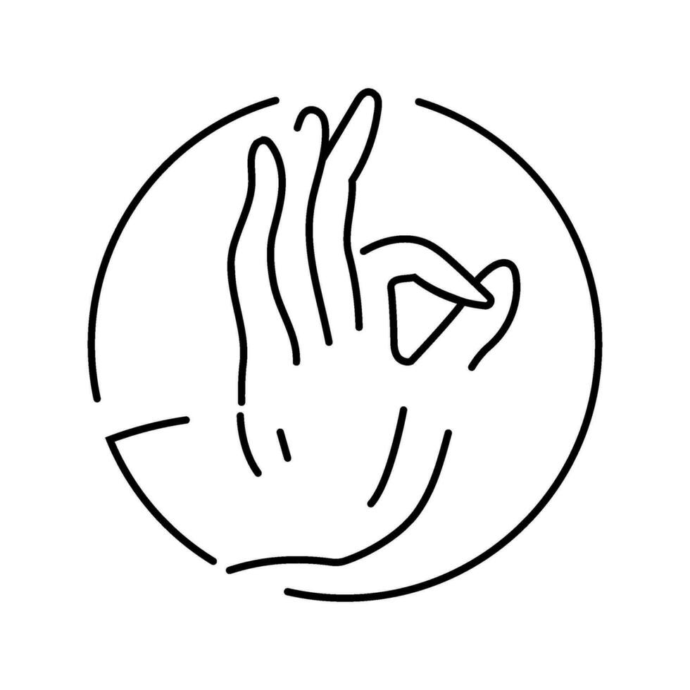 Buda mano gesto mudra línea icono vector ilustración