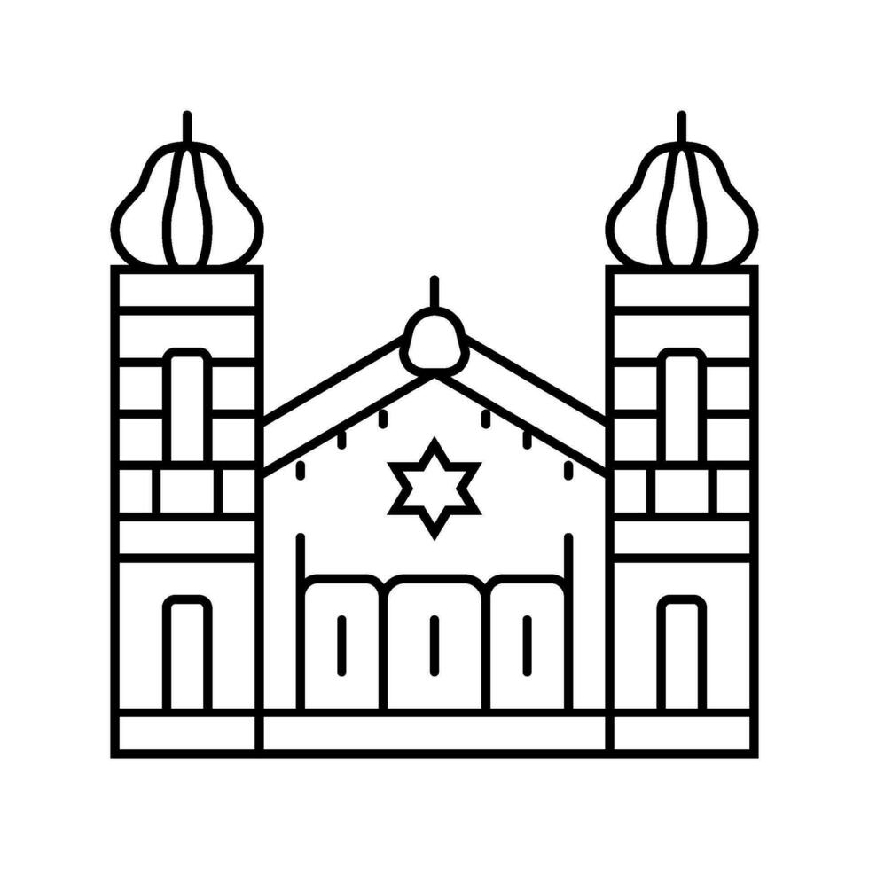 synagogue building jewish line icon vector illustration