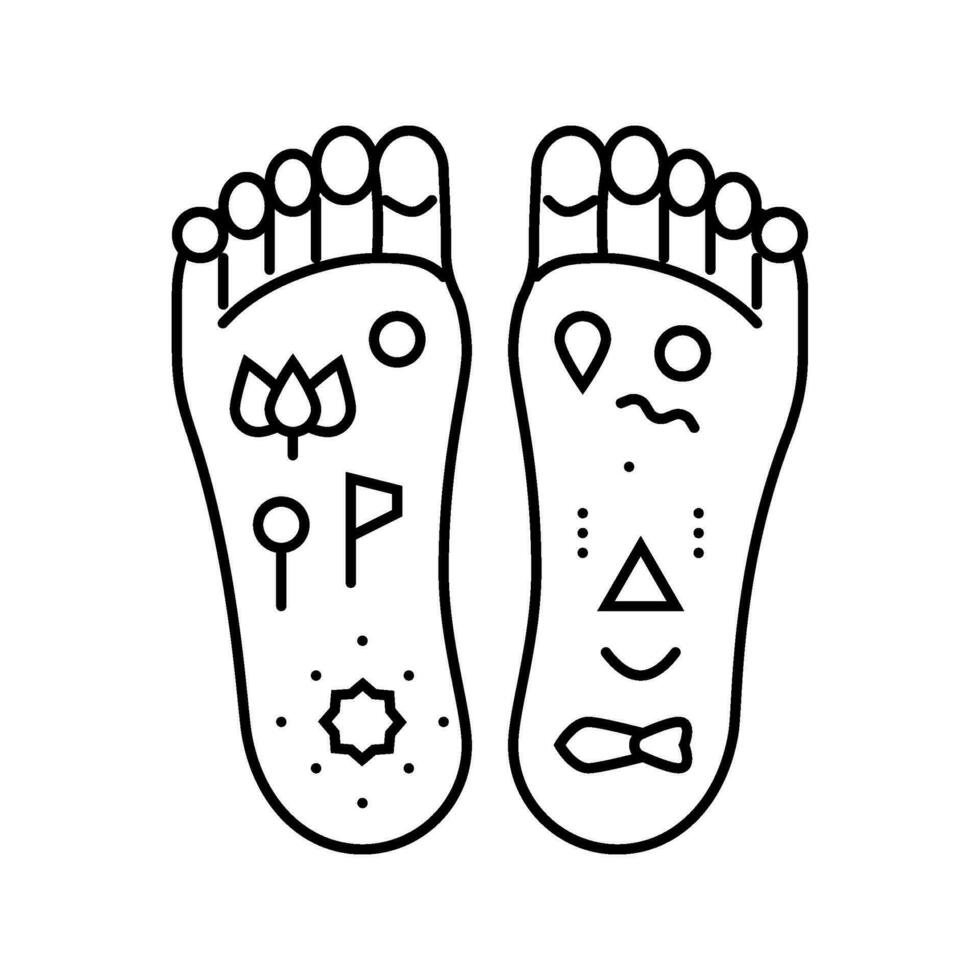 lotus feet divine feet line icon vector illustration