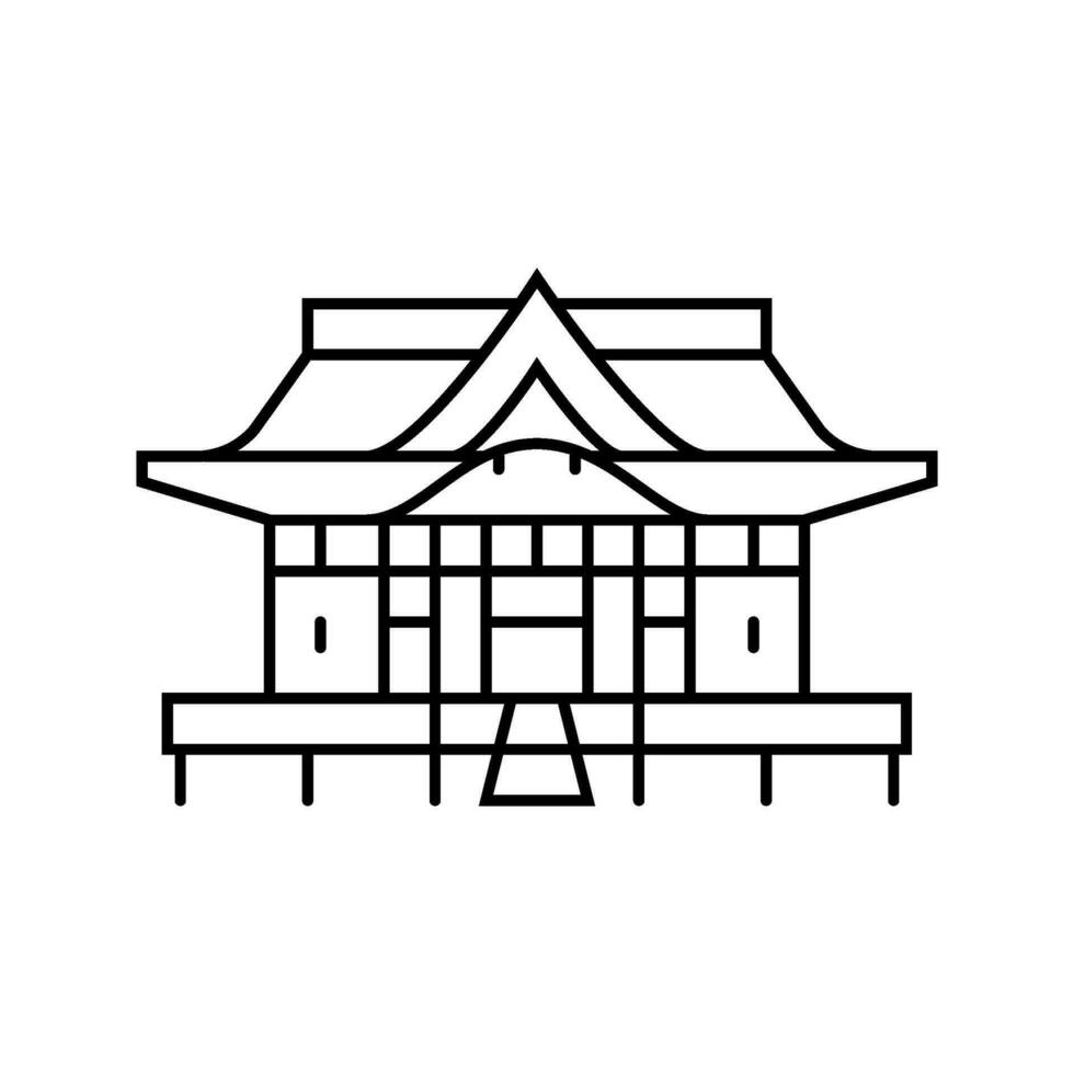 shinto shrine building shintoism line icon vector illustration