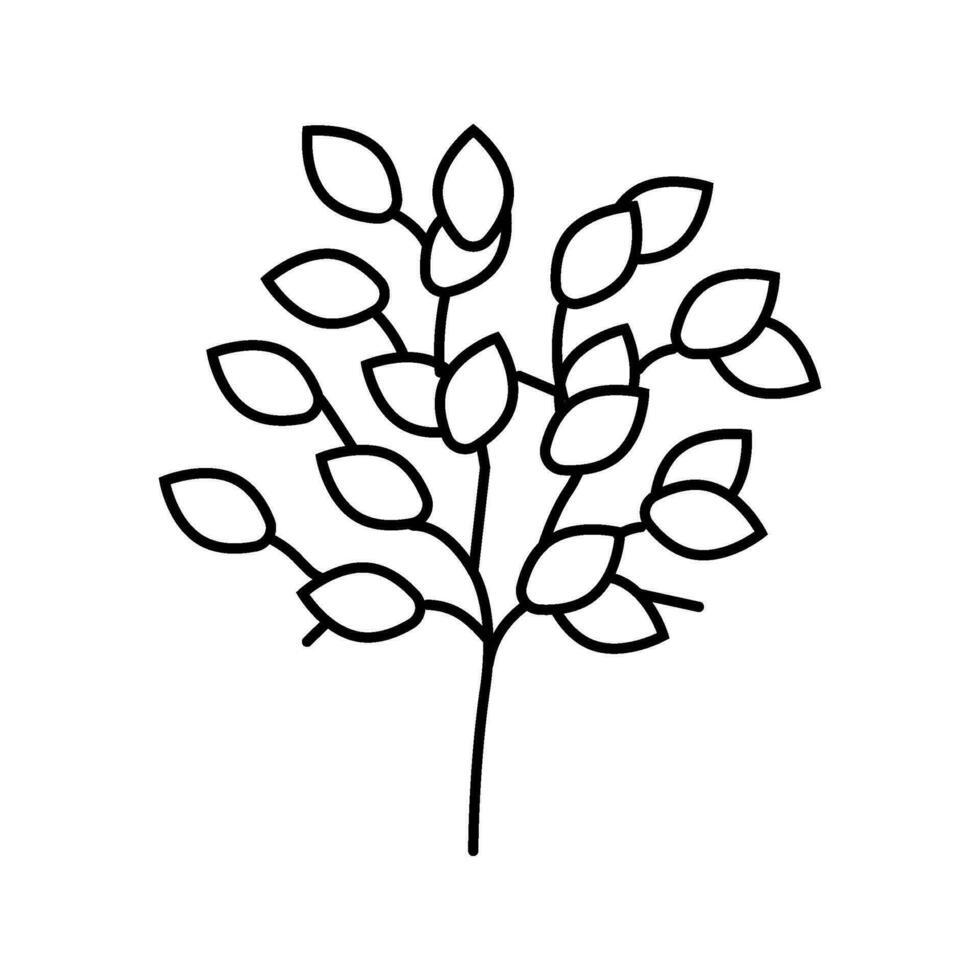 sakaki tree branch shintoism line icon vector illustration