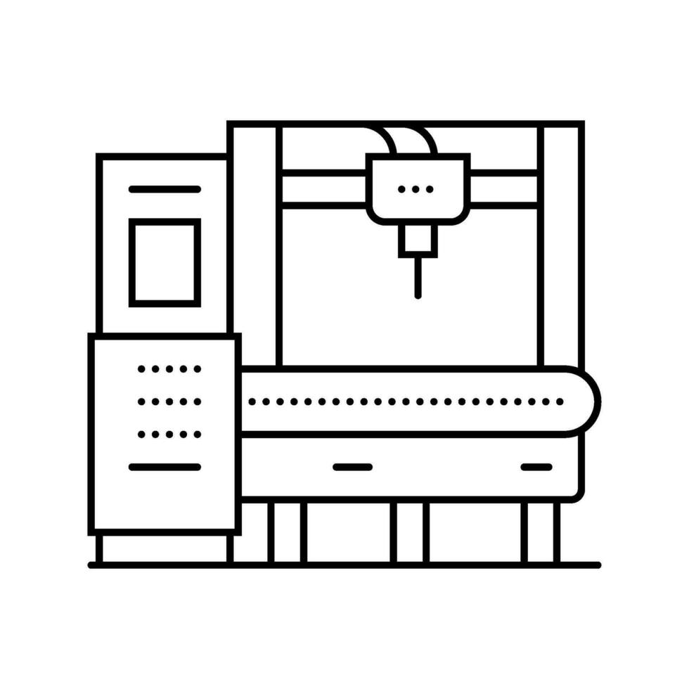 cnc machine manufacturing engineer line icon vector illustration