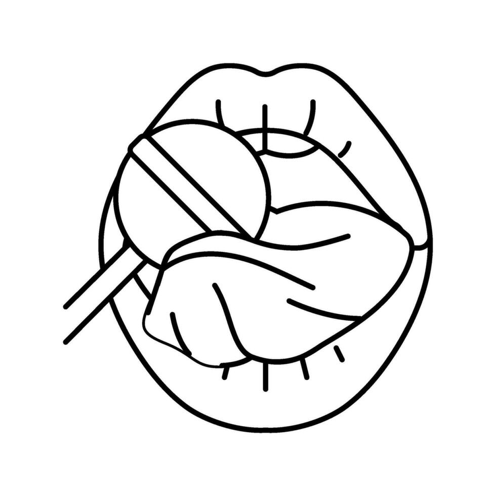 pirulí sexy boca hembra línea icono vector ilustración