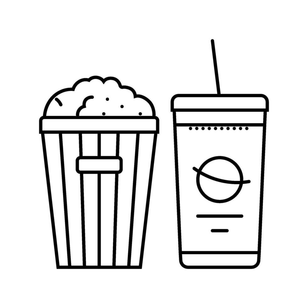 popcorn soda drink line icon vector illustration