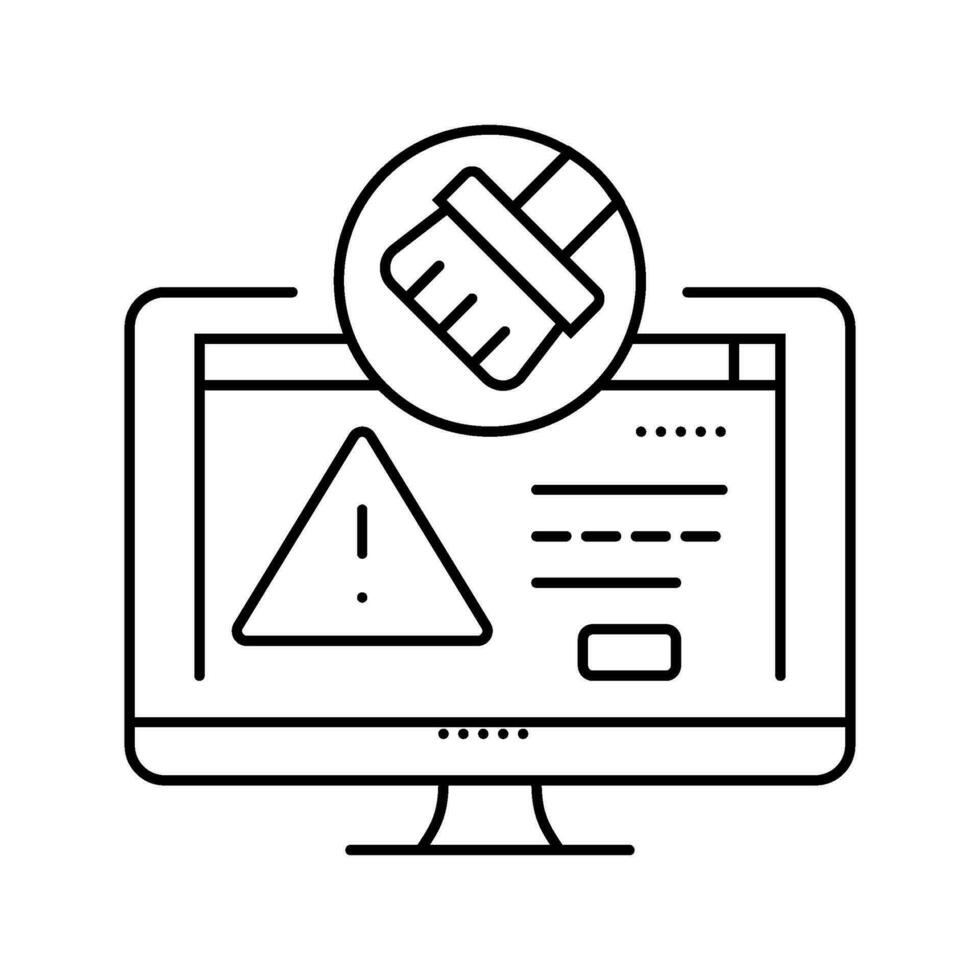 virus removal repair computer line icon vector illustration