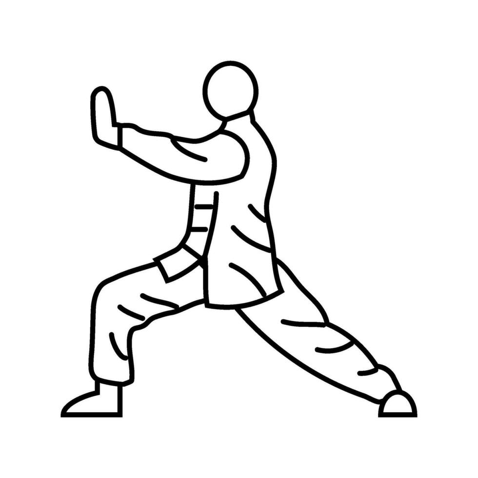 tai chi practice taoism line icon vector illustration
