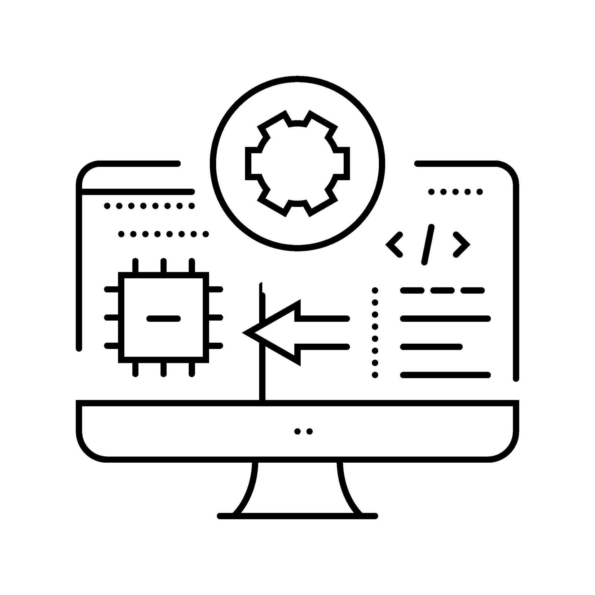 microcontroller programming electronics line icon vector illustration ...