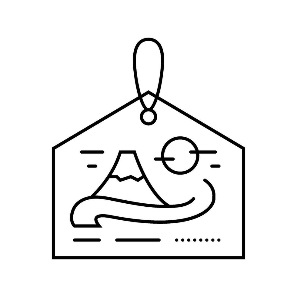 ema de madera placas sintoísmo línea icono vector ilustración