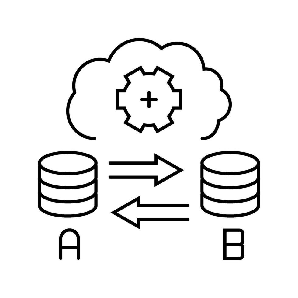 replicación base de datos línea icono vector ilustración