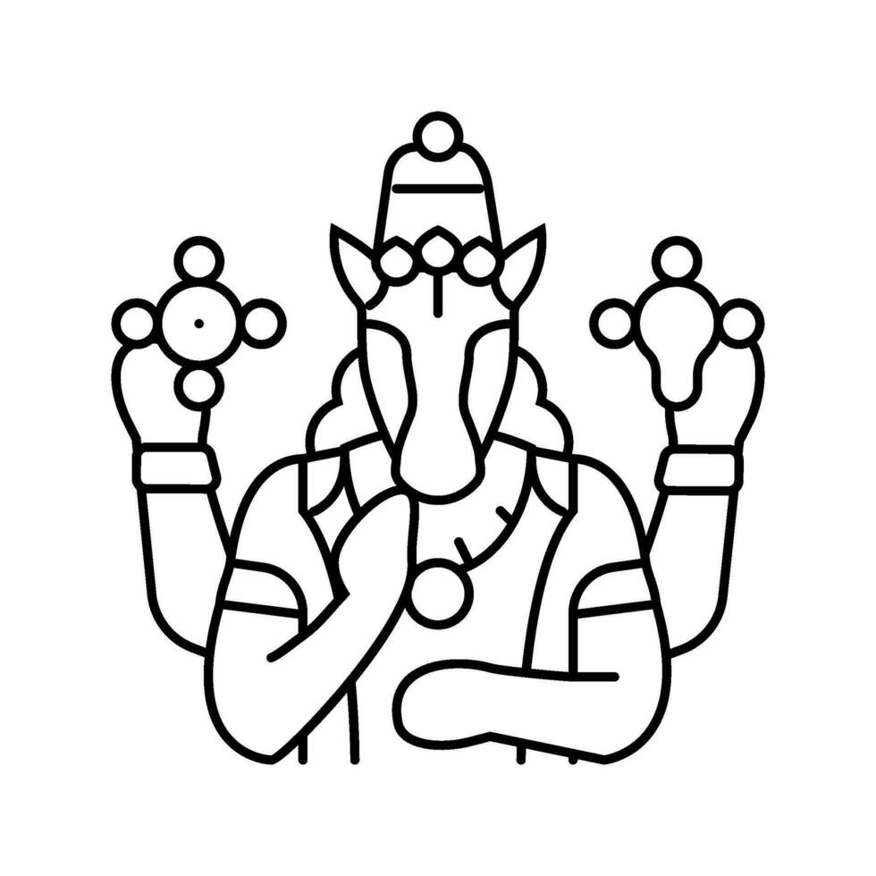 hayagreeva god indian line icon vector illustration