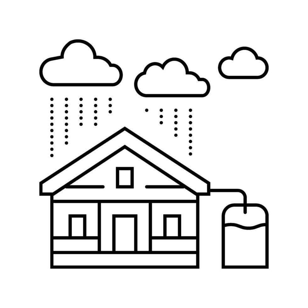 rainwater harvesting environmental line icon vector illustration