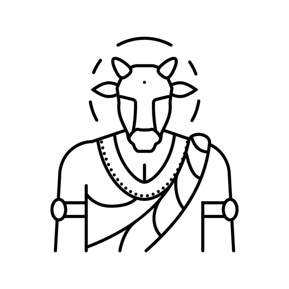 nandi god indian line icon vector illustration