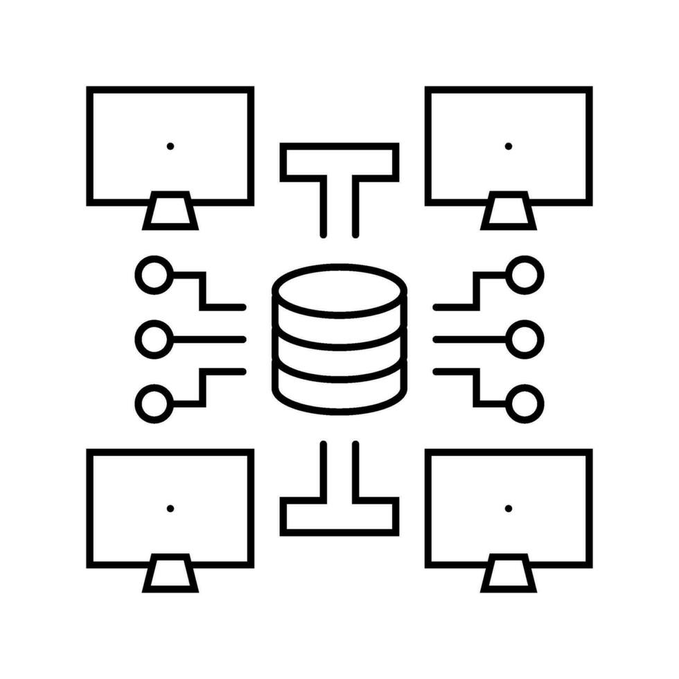 network topology analyst line icon vector illustration
