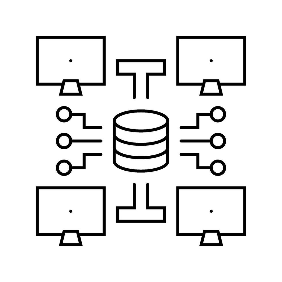 network topology analyst line icon vector illustration