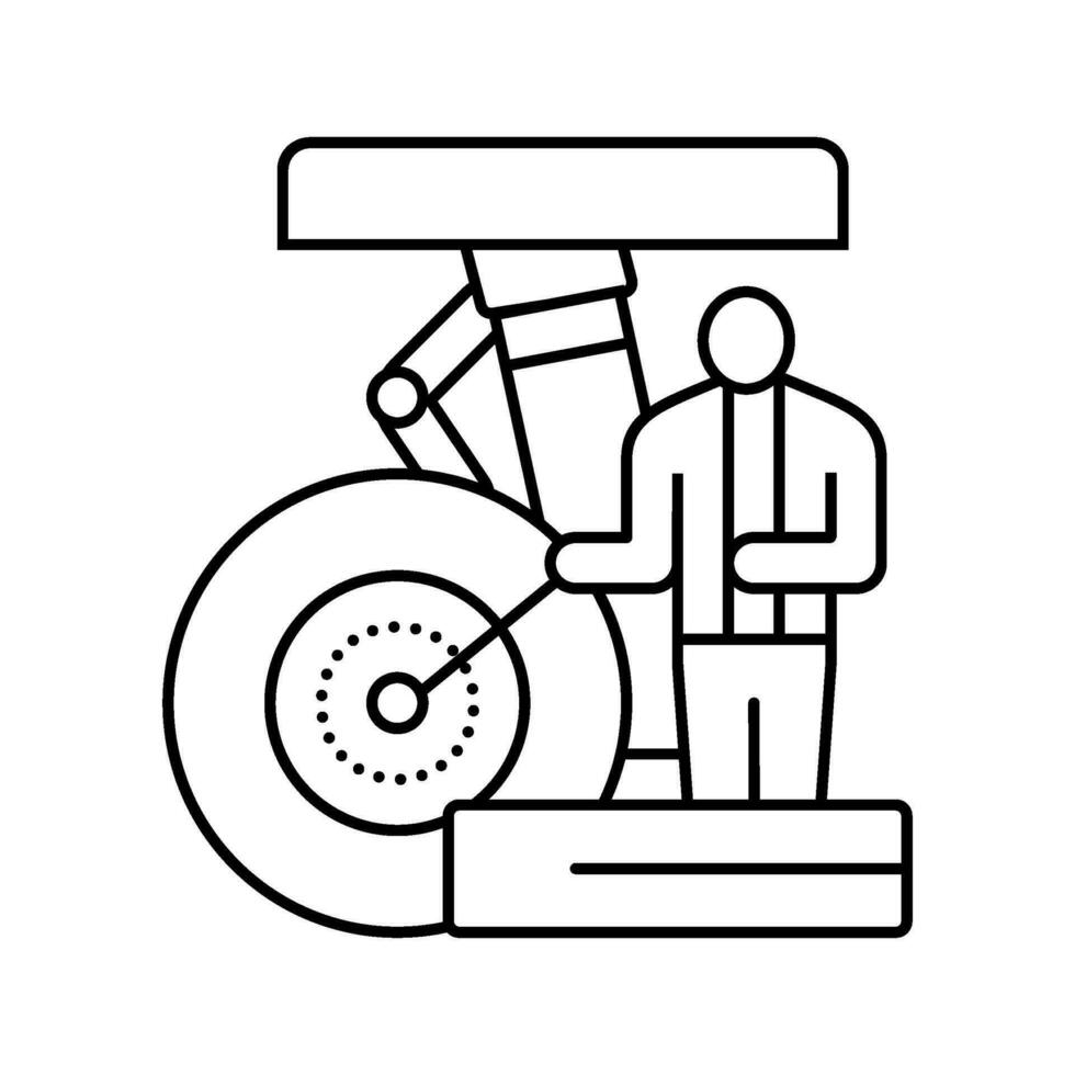 tire replacement aircraft line icon vector illustration