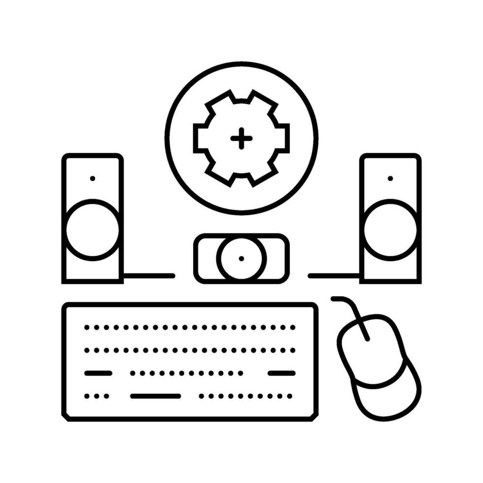 peripheral setup repair computer line icon vector illustration