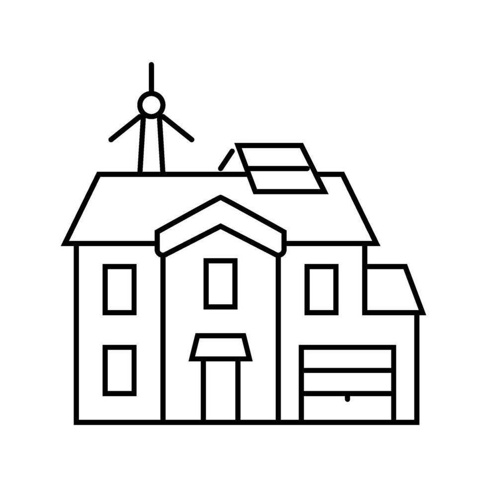 building energy efficient line icon vector illustration