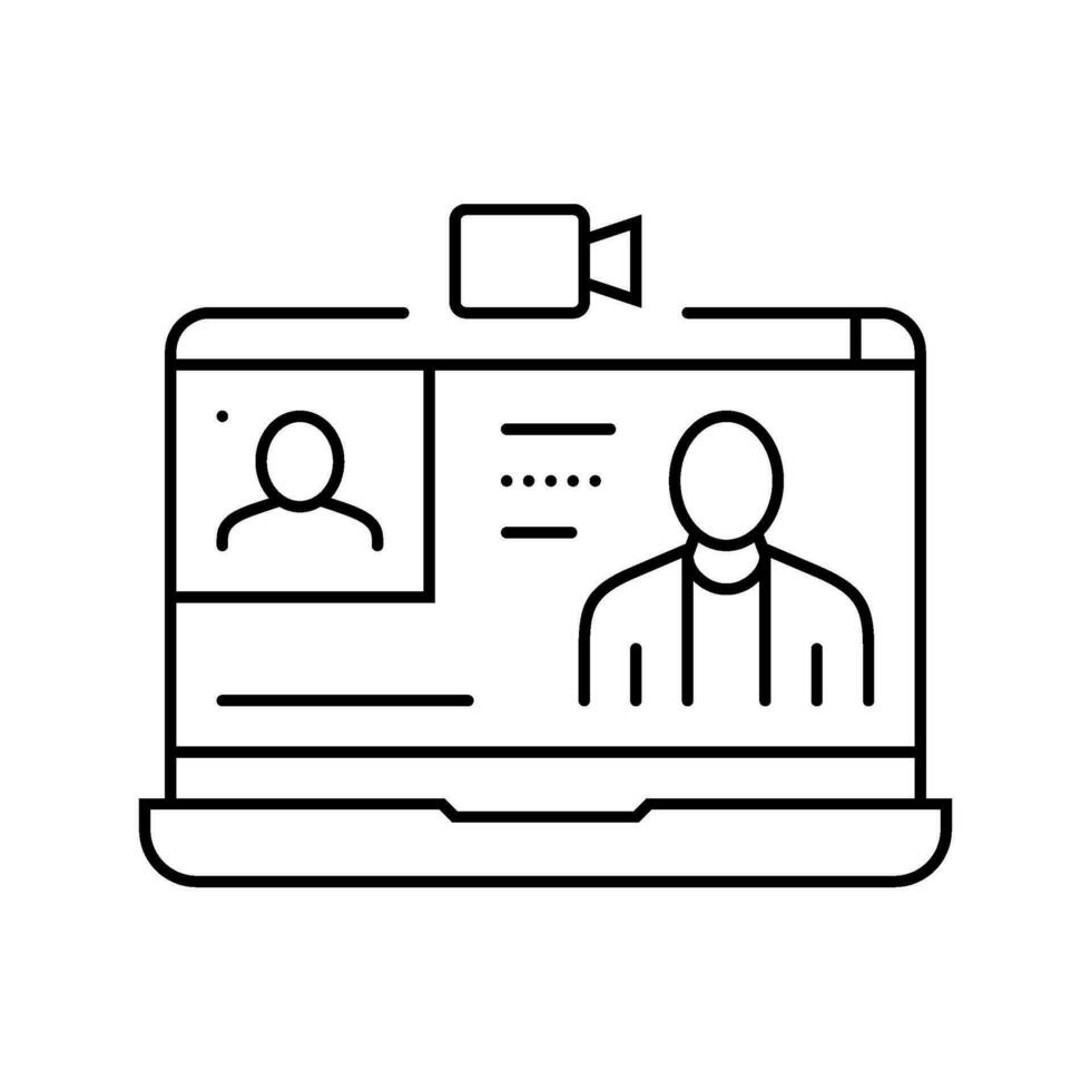 webinar session online learning platform line icon vector illustration