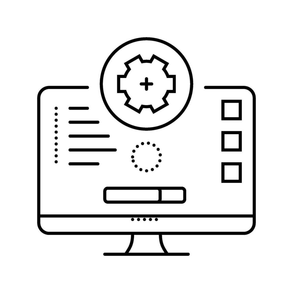 software updates repair computer line icon vector illustration