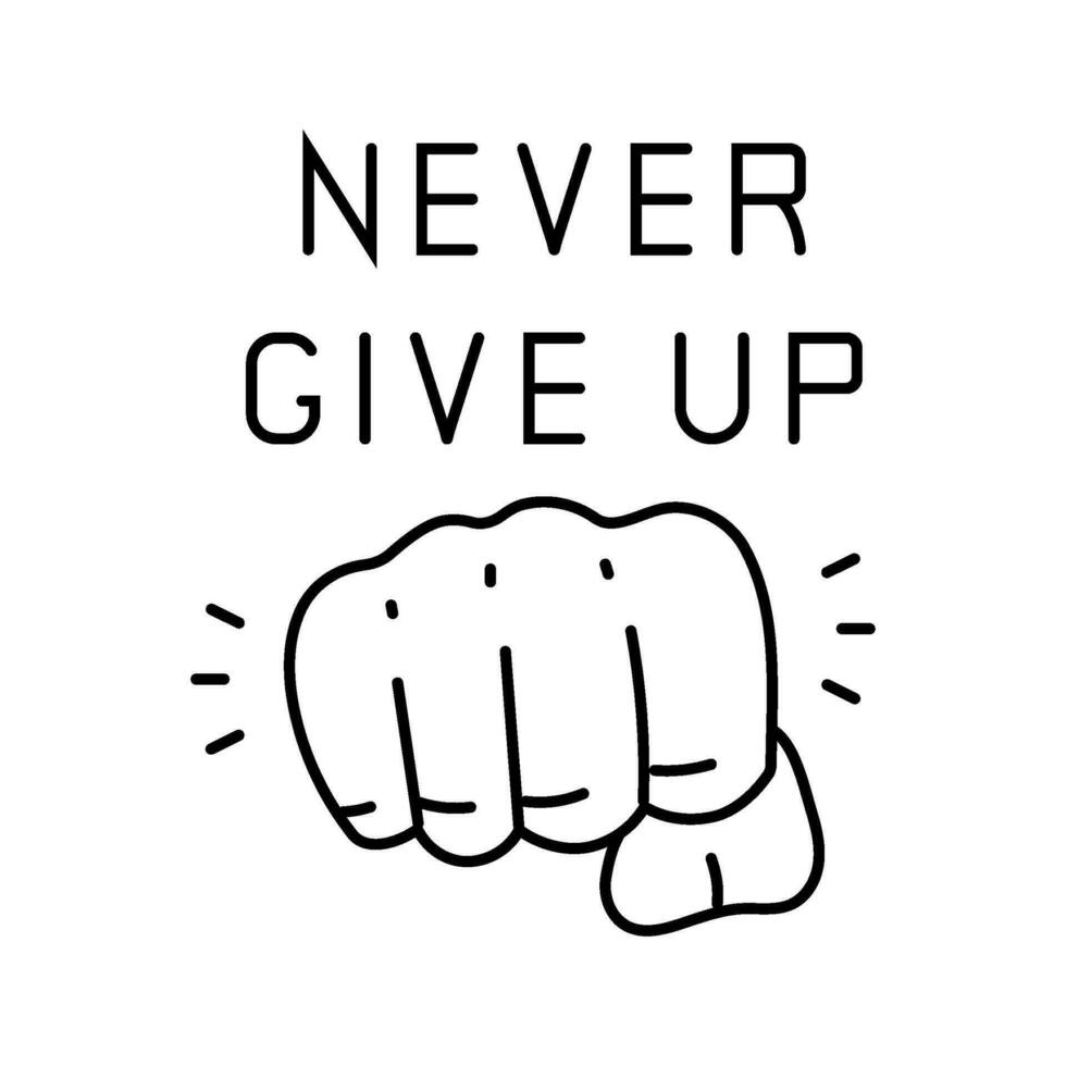 never give up succes challenge line icon vector illustration