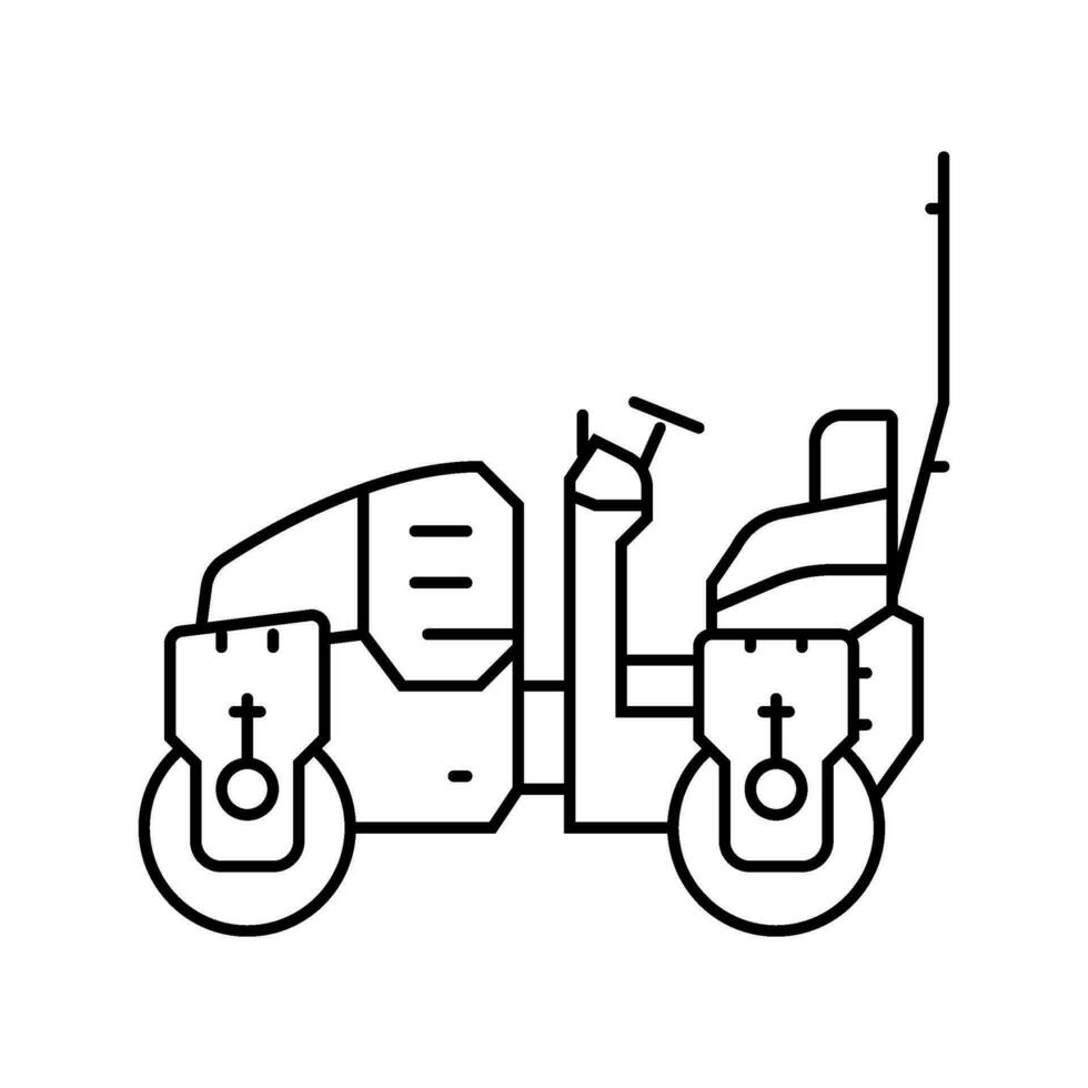 compaction roller construction vehicle line icon vector illustration