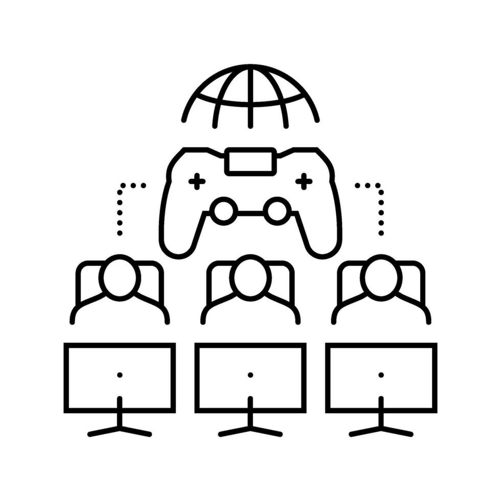 multiplayer games game development line icon vector illustration