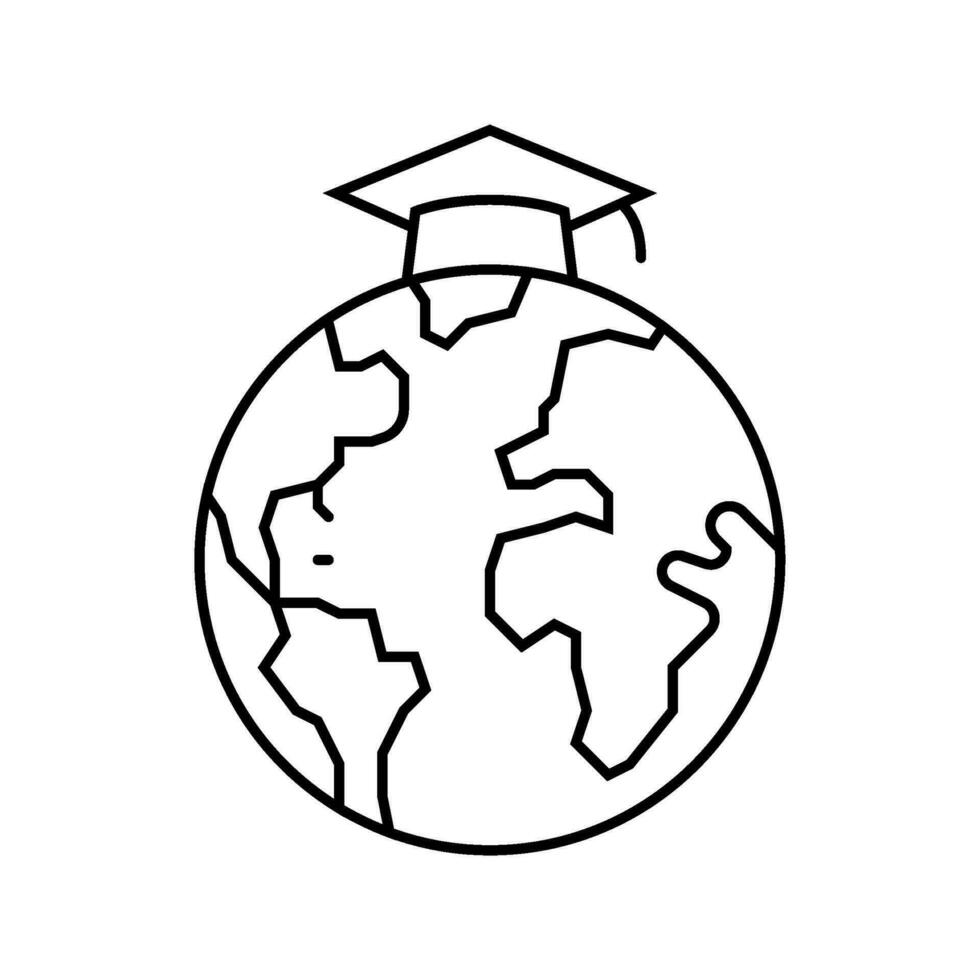 study abroad college teacher line icon vector illustration