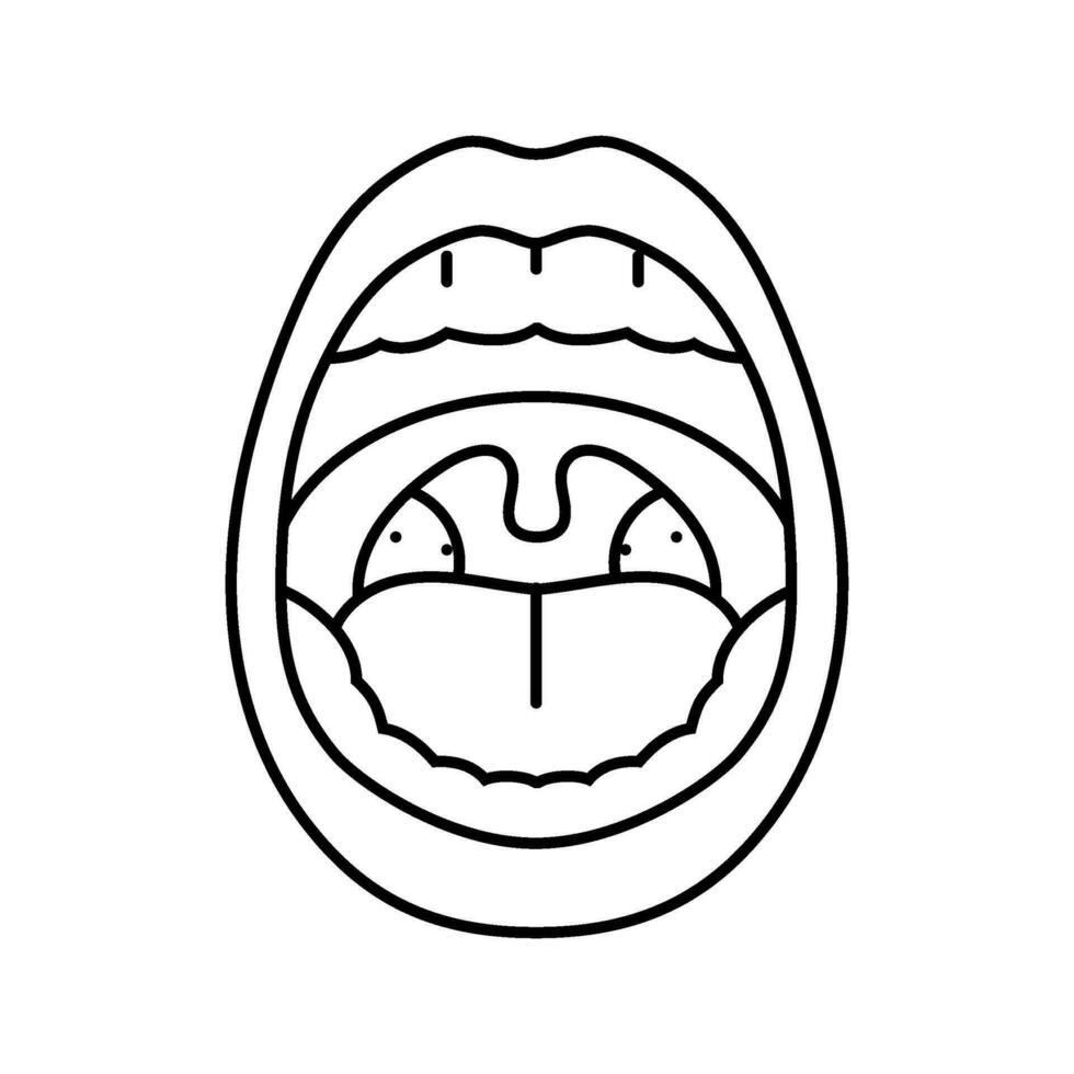 swollen tonsils disease symptom line icon vector illustration