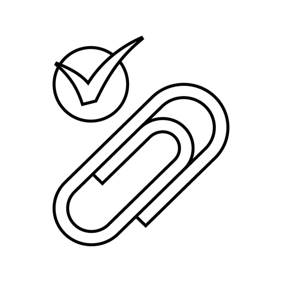 paper clip check mark line icon vector illustration