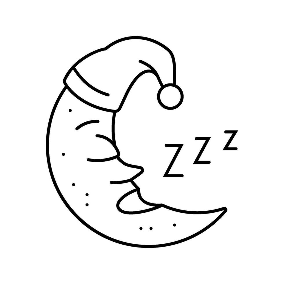 sleeping moon sleep night line icon vector illustration