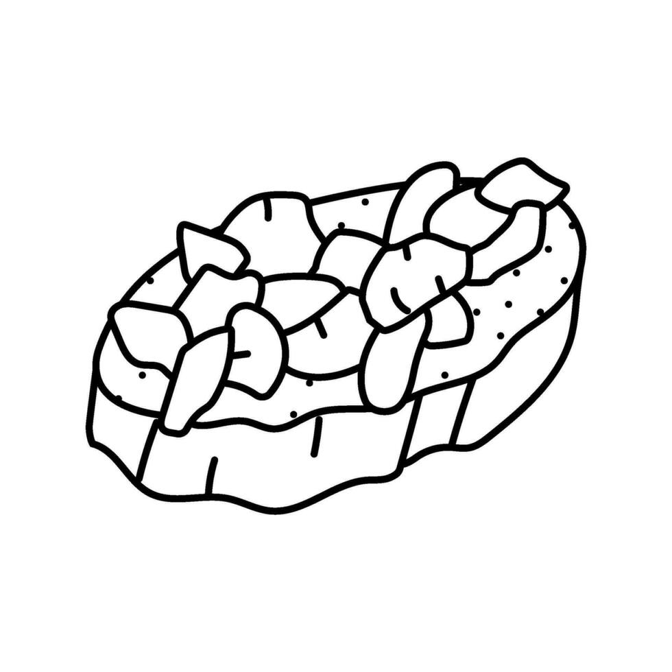 bruschetta appetizer italian cuisine line icon vector illustration