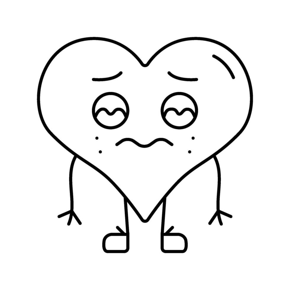 heart character sad emotions line icon vector illustration