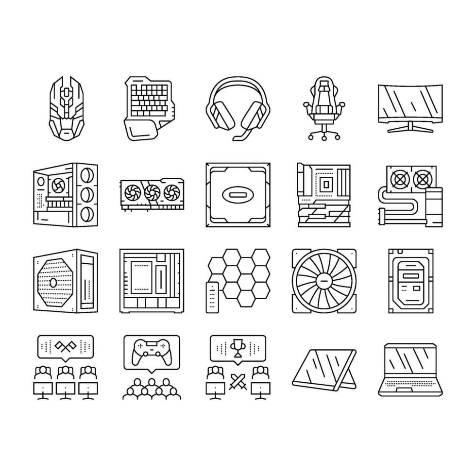 game pc gamer computer online icons set vector