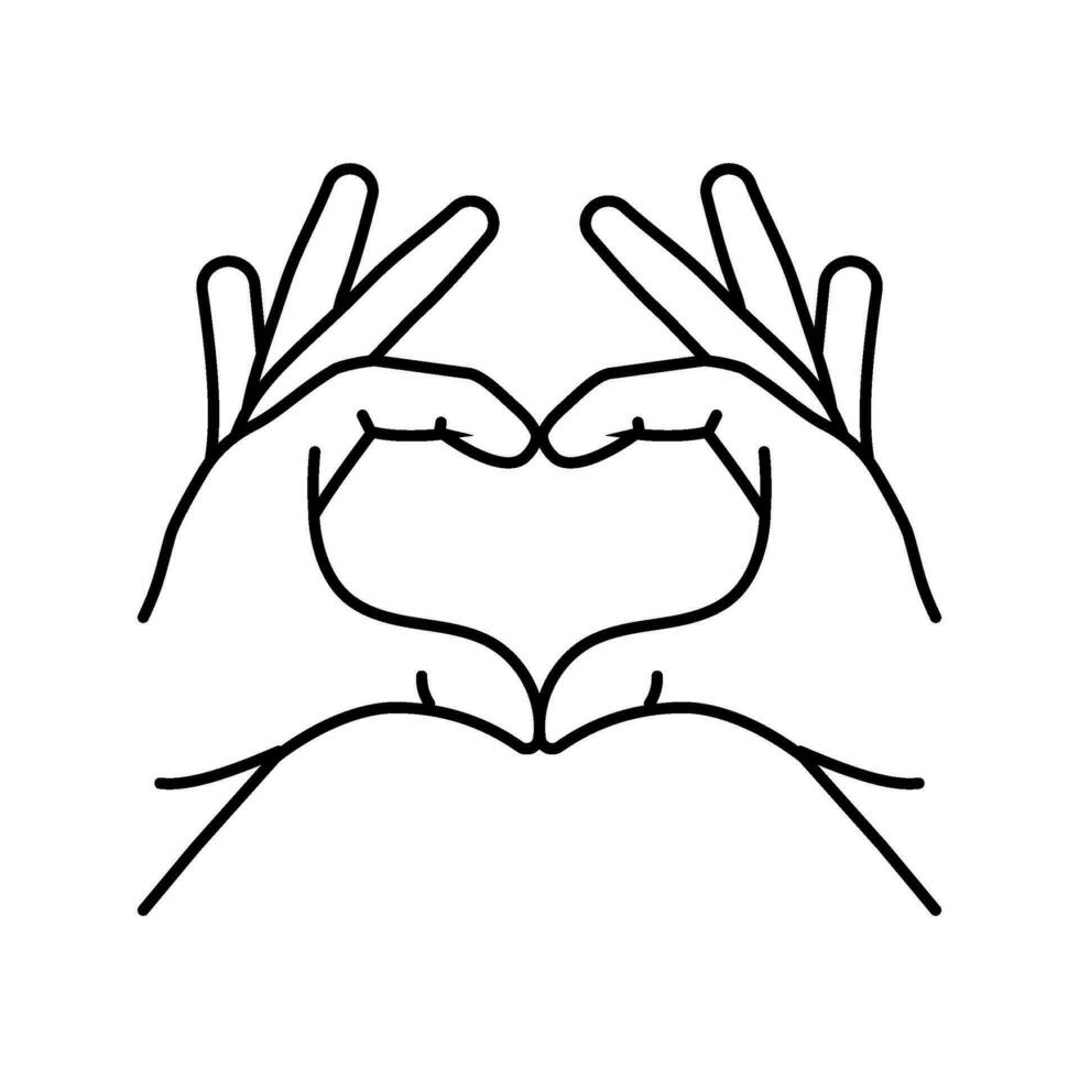 hands heart gesture line icon vector illustration