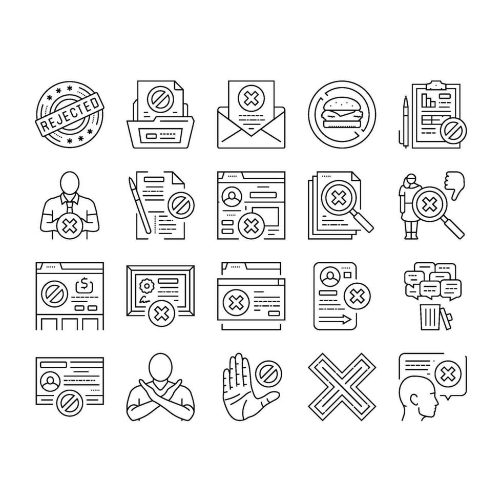 reject man stop stamp cancel icons set vector