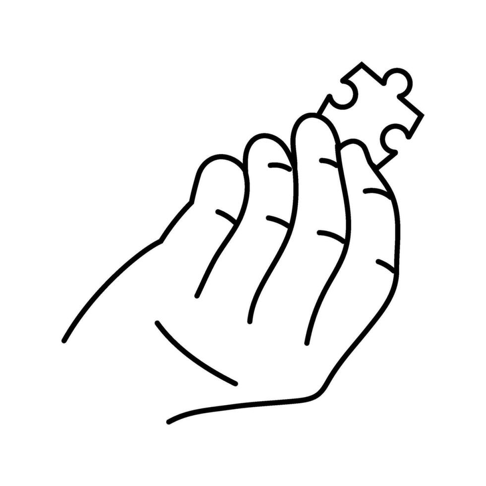 jigsaw puzzle hand line icon vector illustration