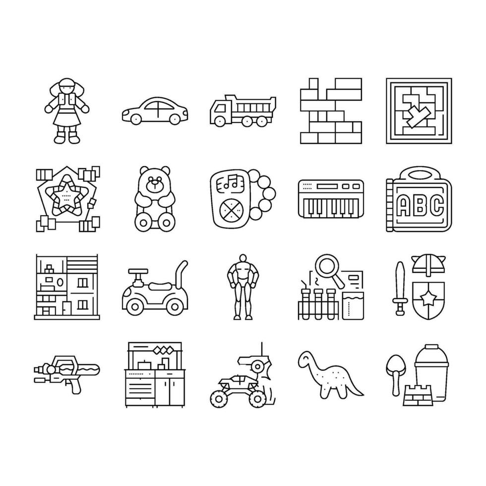 toy baby child game play icons set vector